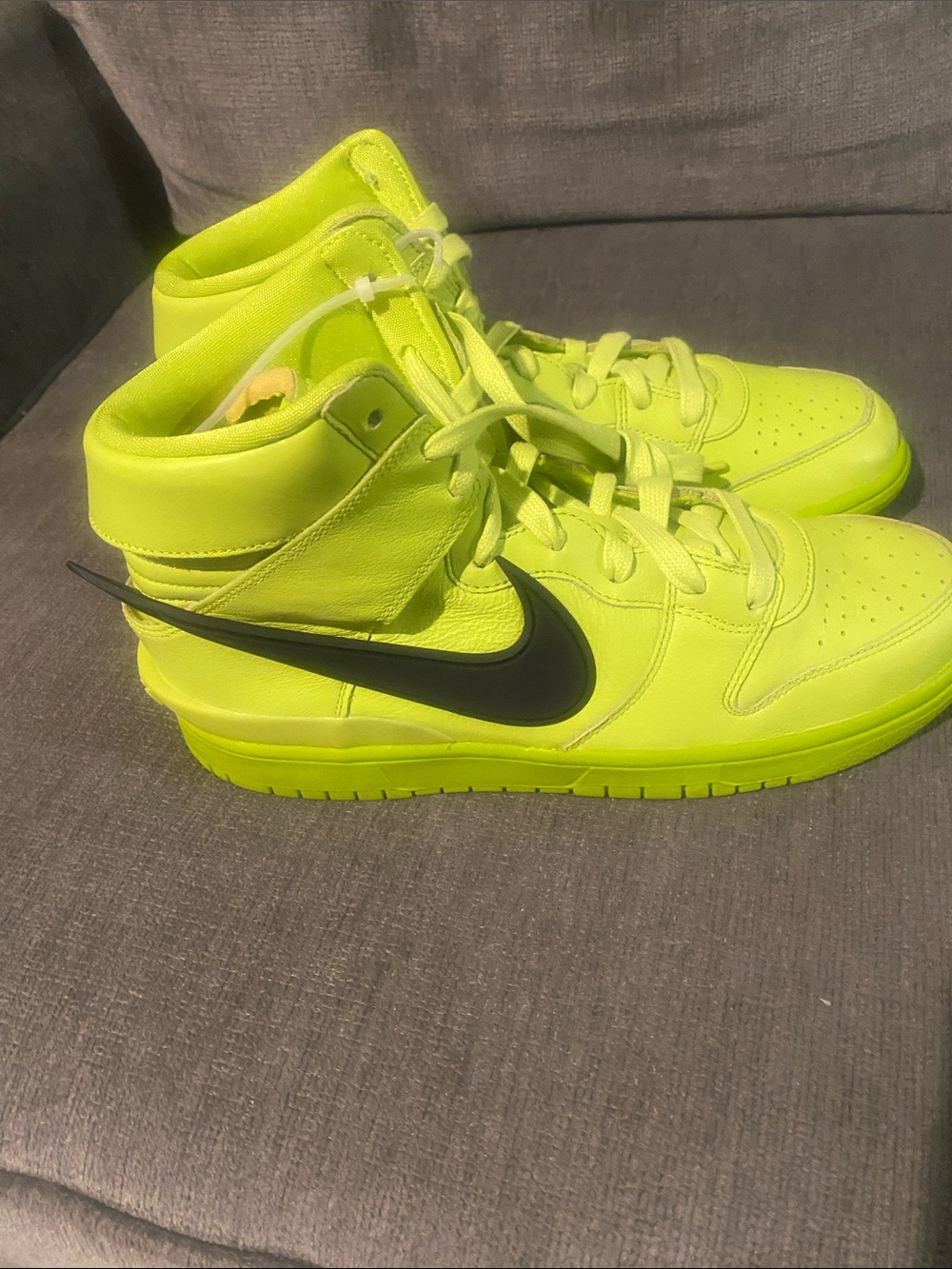 Nike High-Top Sneakers in Neon Yellow with Black Swoosh